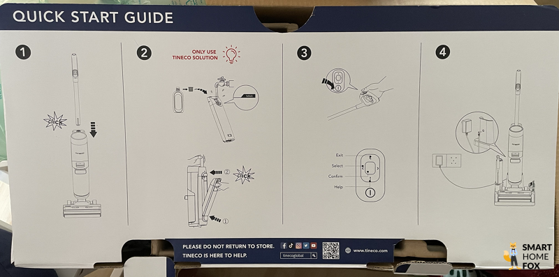 Tineco Floor One S5: Kurzanleitung auf dem Deckel